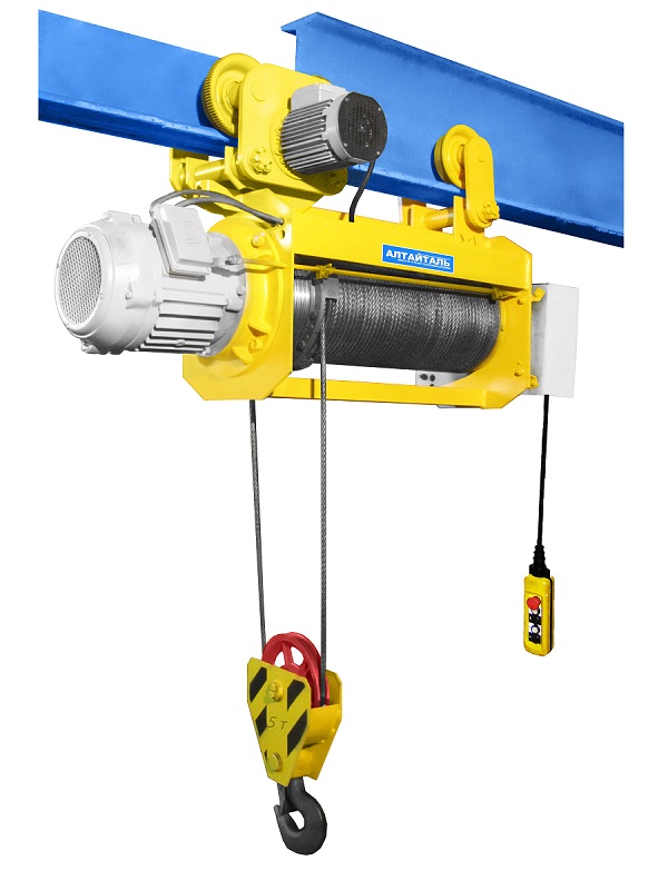 Канатный электрический тельфер Алтайталь Т 500-511 грузоподъёмностью 5 тонн с высотой подъёма 6,3 метра и кратностью полиспаста 2/1