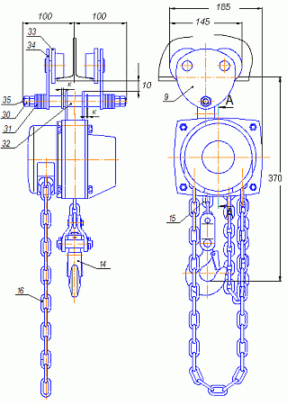 Ручной передвижной шестеренный тельфер СВПК ТРШАп-0,5-У1 грузоподъемностью 0,5 тонны